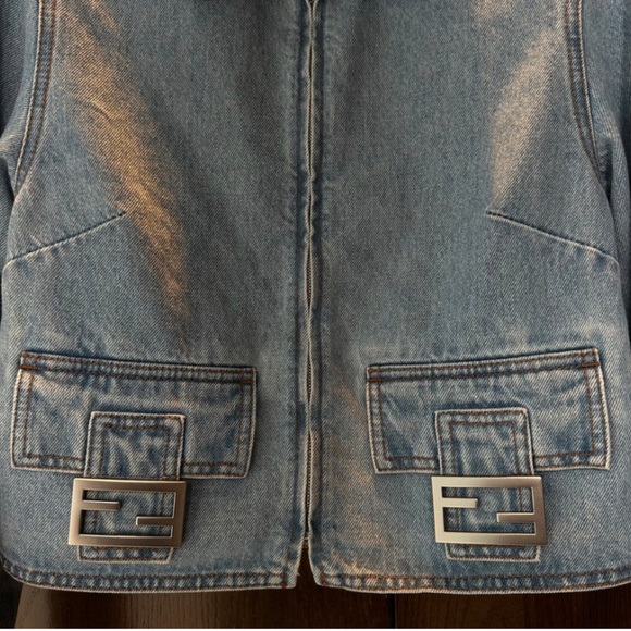 Authentic Fendi Perfect Baguette Denim Jacket Size IT36 - Picture 7 of 14